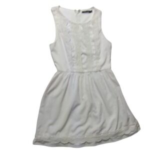 Doe & Rae White Lace Dress Sleeveless‎ Fit and Flare Mini Dress Womens Size S